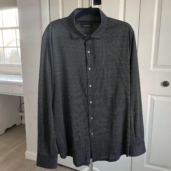 Bugatchi Spread Collar Button Up Shirt Men's 2-X Large Black Long Sleeve - Picture 5 of 10